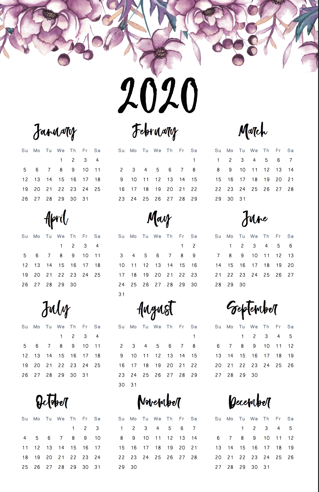 Girly Calendars 2021 | Month Calendar Printable