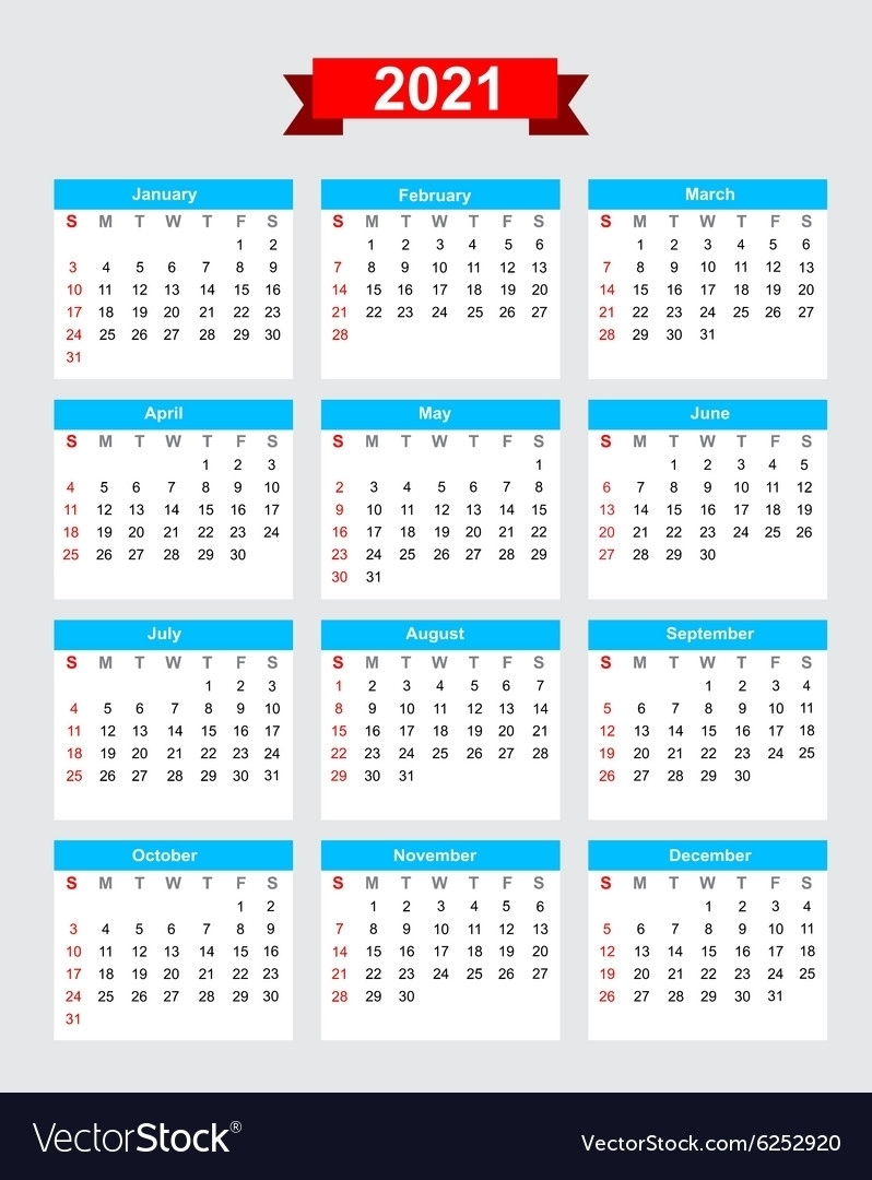 Calendar 2021 Days Numbered | Printable Calendar Template 2021