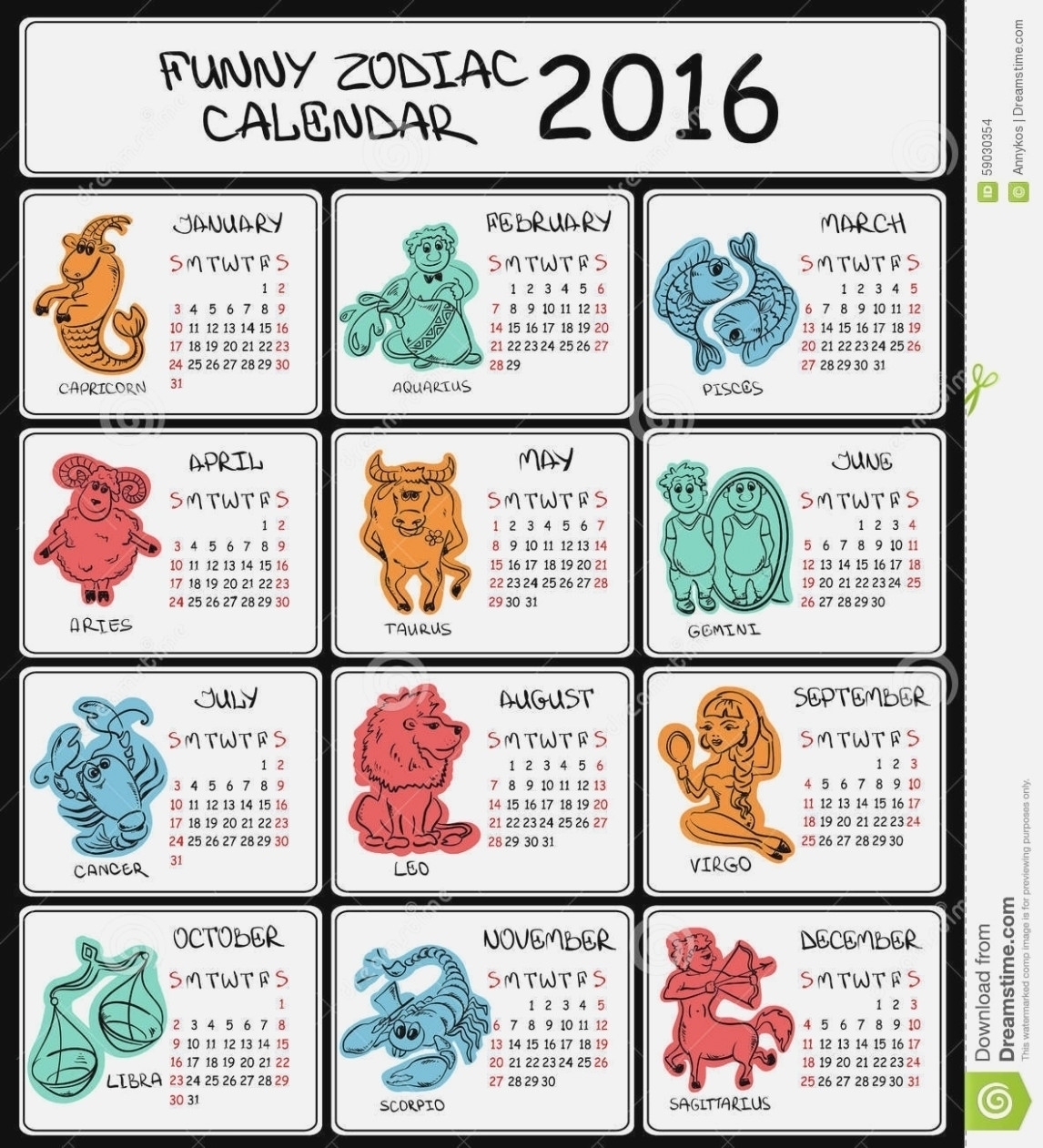Calendar Dates Of Zodiac Signs | Ten Free Printable