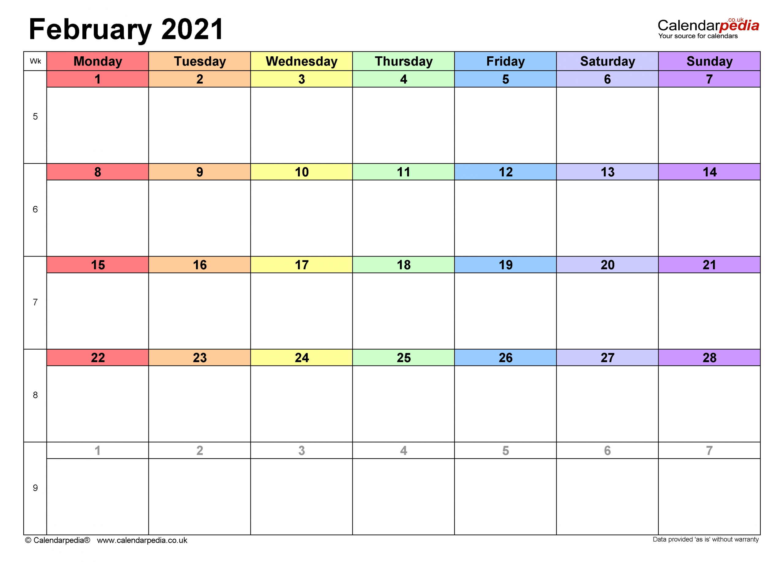 Calendar February 2021 Uk With Excel, Word And Pdf Templates