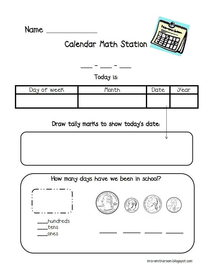 Calendar Station.pdf | Math Stations, Calendar Math