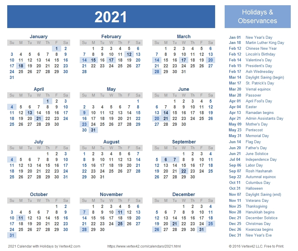 Calendar Template 2021 Google Docs | Calendar Template 2021
