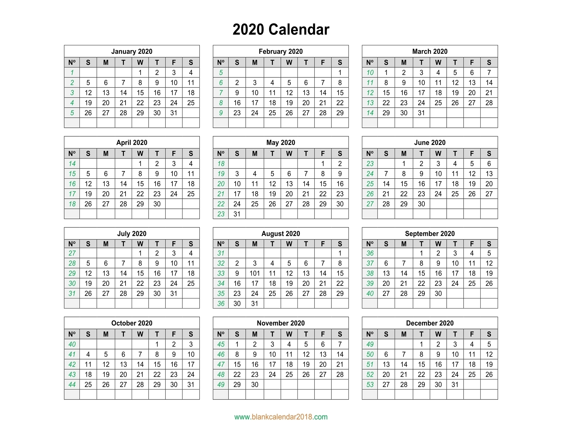 Calendar Week Wise 2020 | Month Calendar Printable