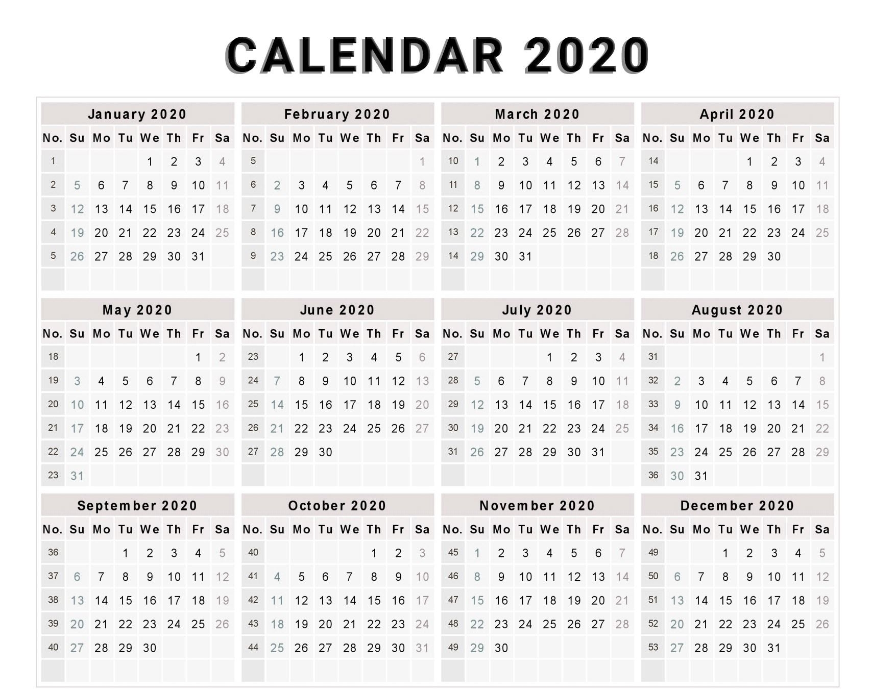 Calendar Week Wise 2020 Pdf | Calendar Printables Free