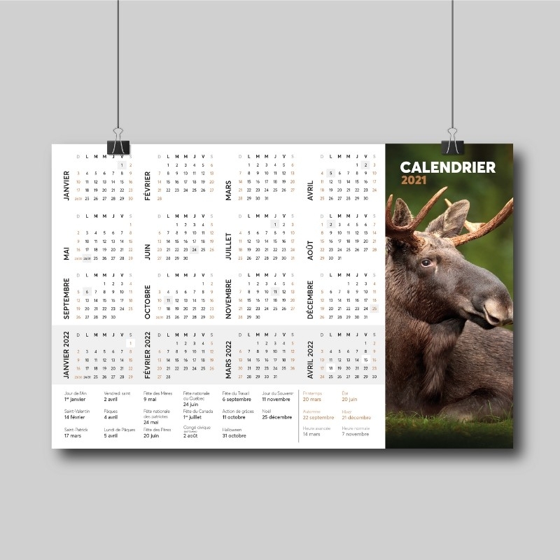 Calendars 16 Months 2021-2022 French Only 12 &quot;X 18&quot; Size