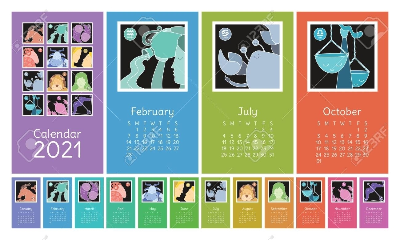 Calender 2021 With The Zodiac Signs On It | Month Calendar