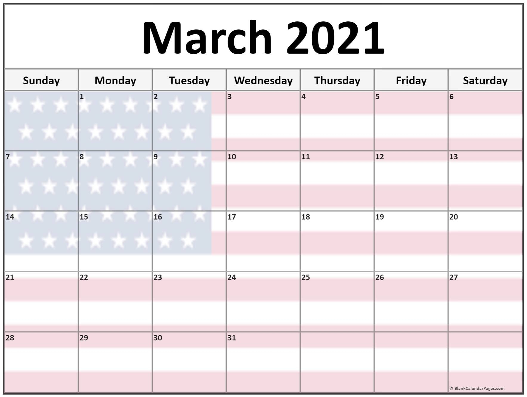 Collection Of March 2021 Photo Calendars With Image Filters.