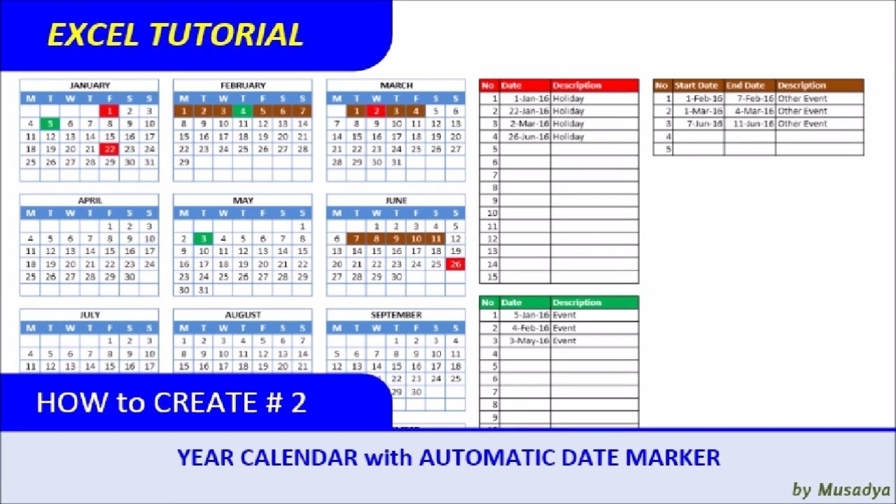 Color Coded Calendar In Excel | Calendar Template 2021