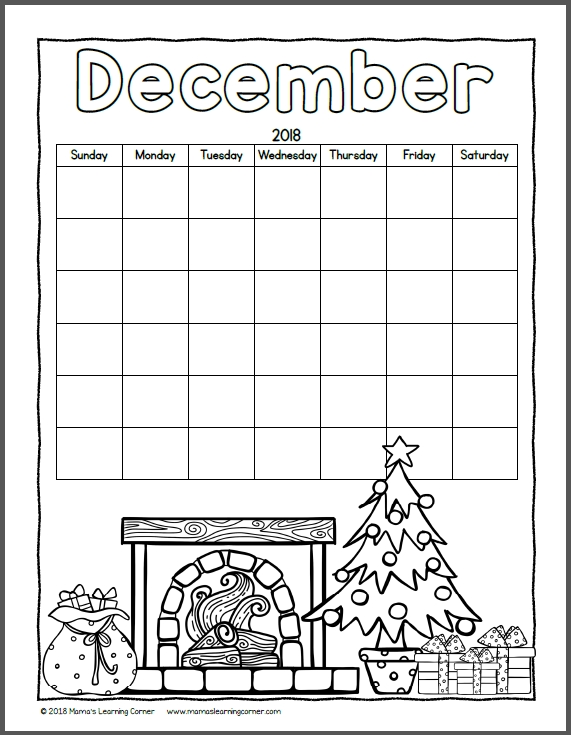 Color Your Own Calendar 2018 - Mamas Learning Corner