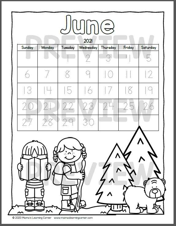 Color Your Own Calendar 2020-2021 - Mamas Learning Corner