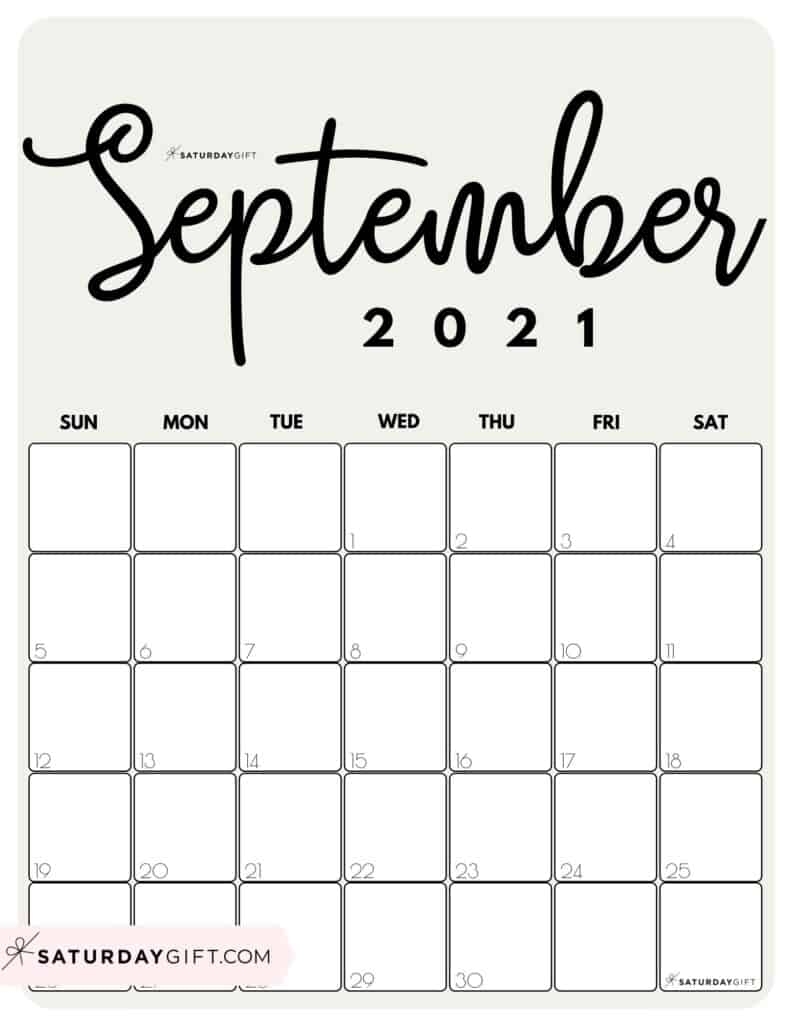 Cute (&amp; Free!) Printable September 2021 Calendar