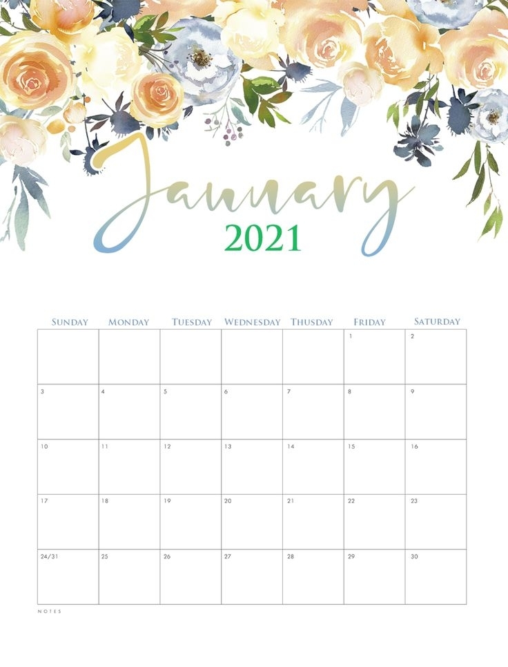 Cute January 2021 Calendar Template | Calendar Printables