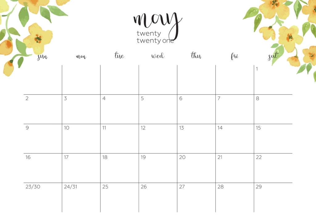 Cute May 2021 Calendar Templates