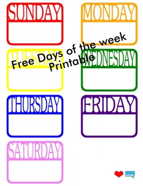 Days Of The Week (Free Printable) + Silhouette File