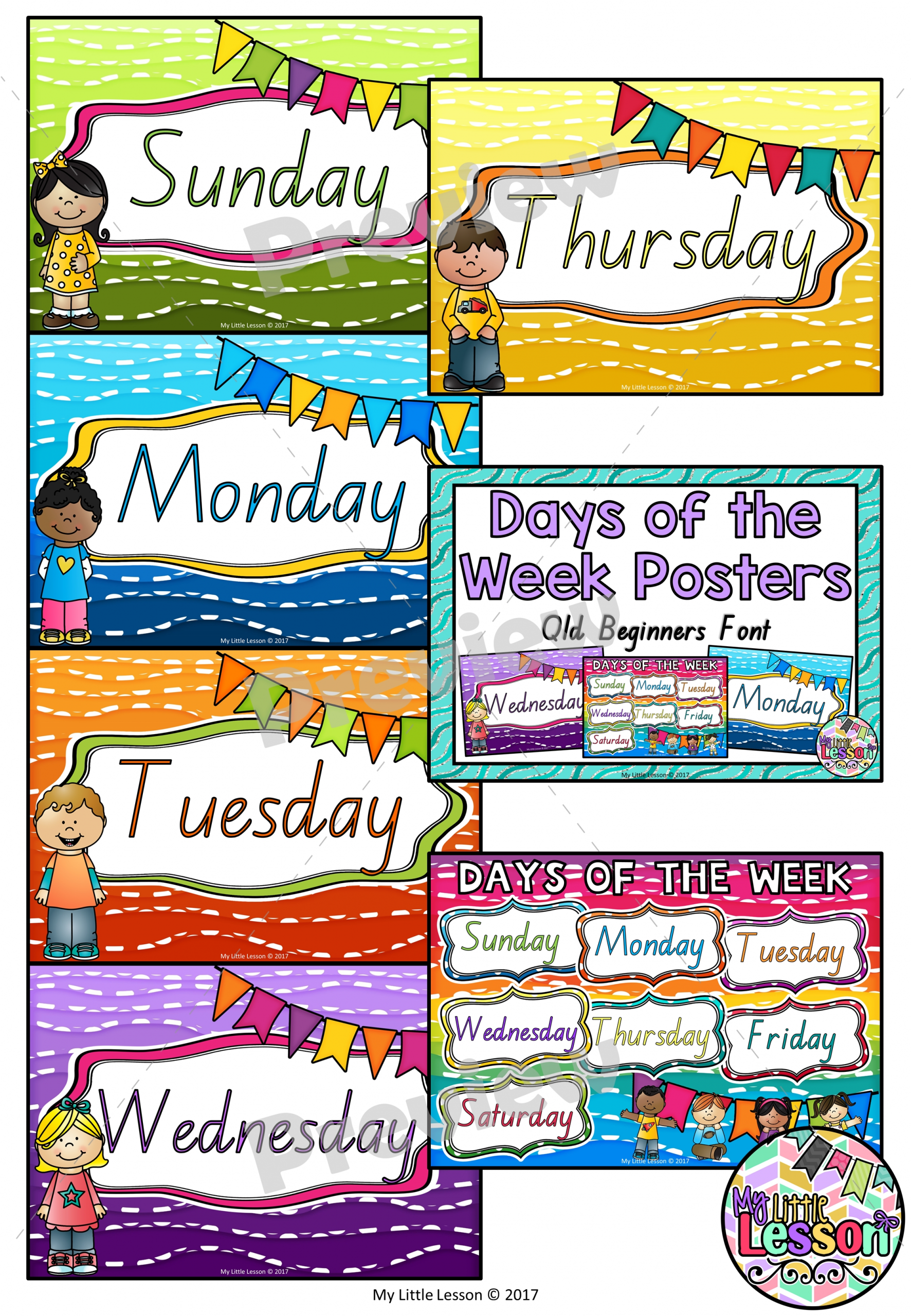 Days Of The Week Posters Qld Beginners Font - The Alphabet