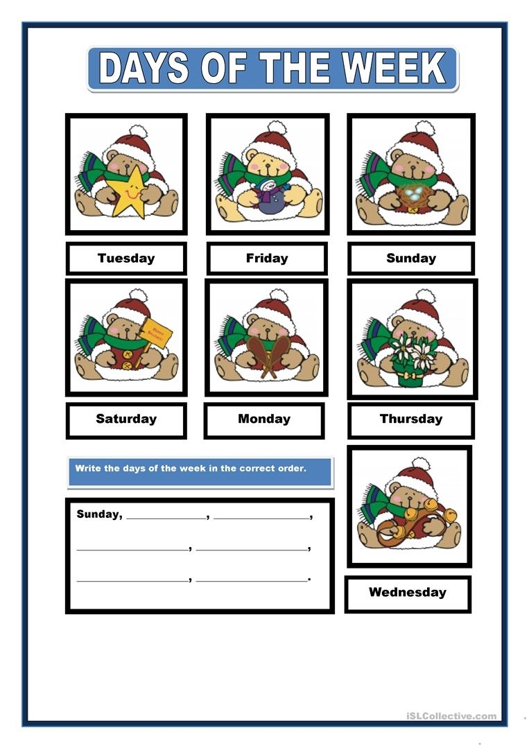 Days Of The Week Worksheet - Free Esl Printable Worksheets