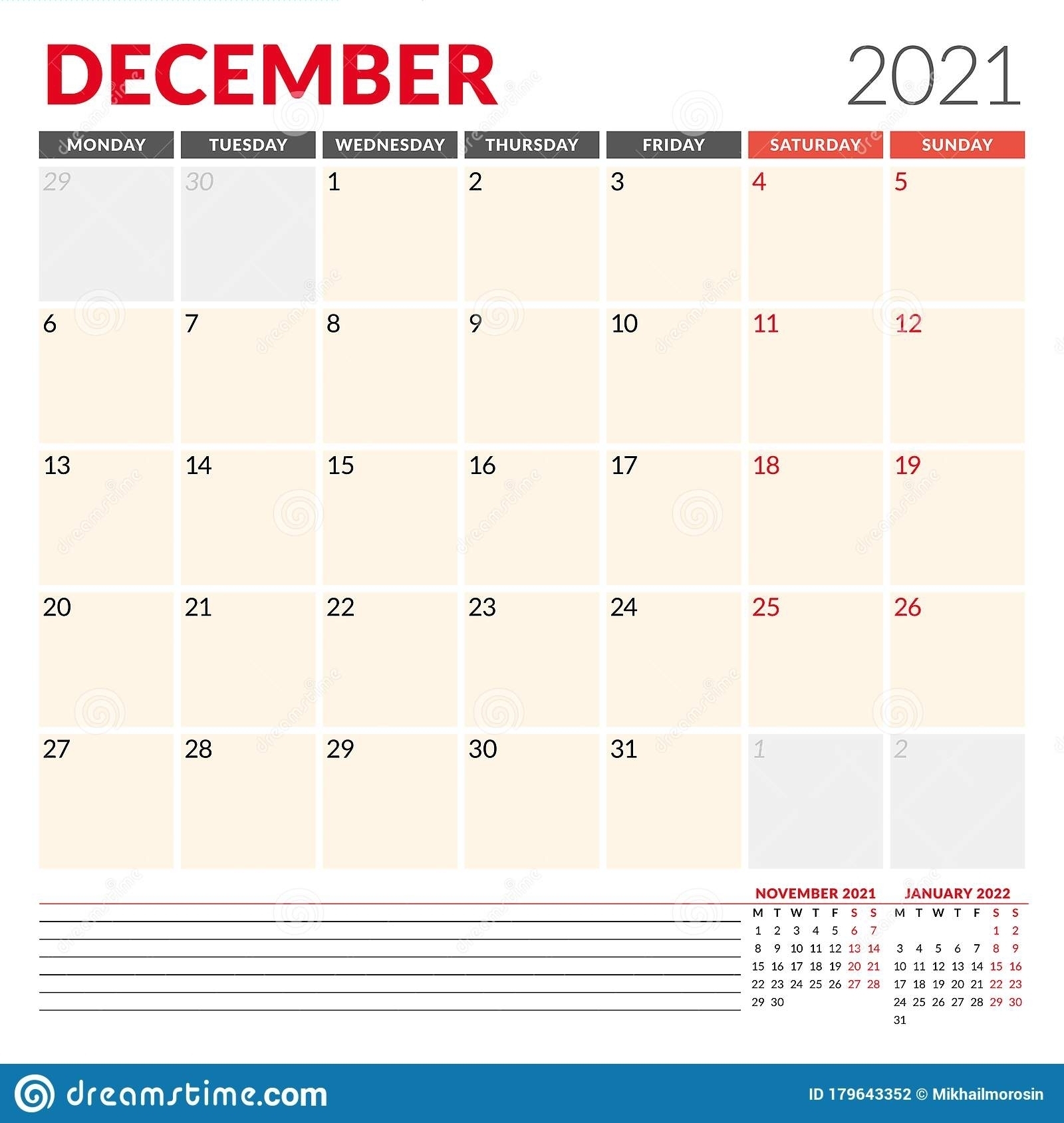 December 2021 Starts Monday | Best Calendar Example