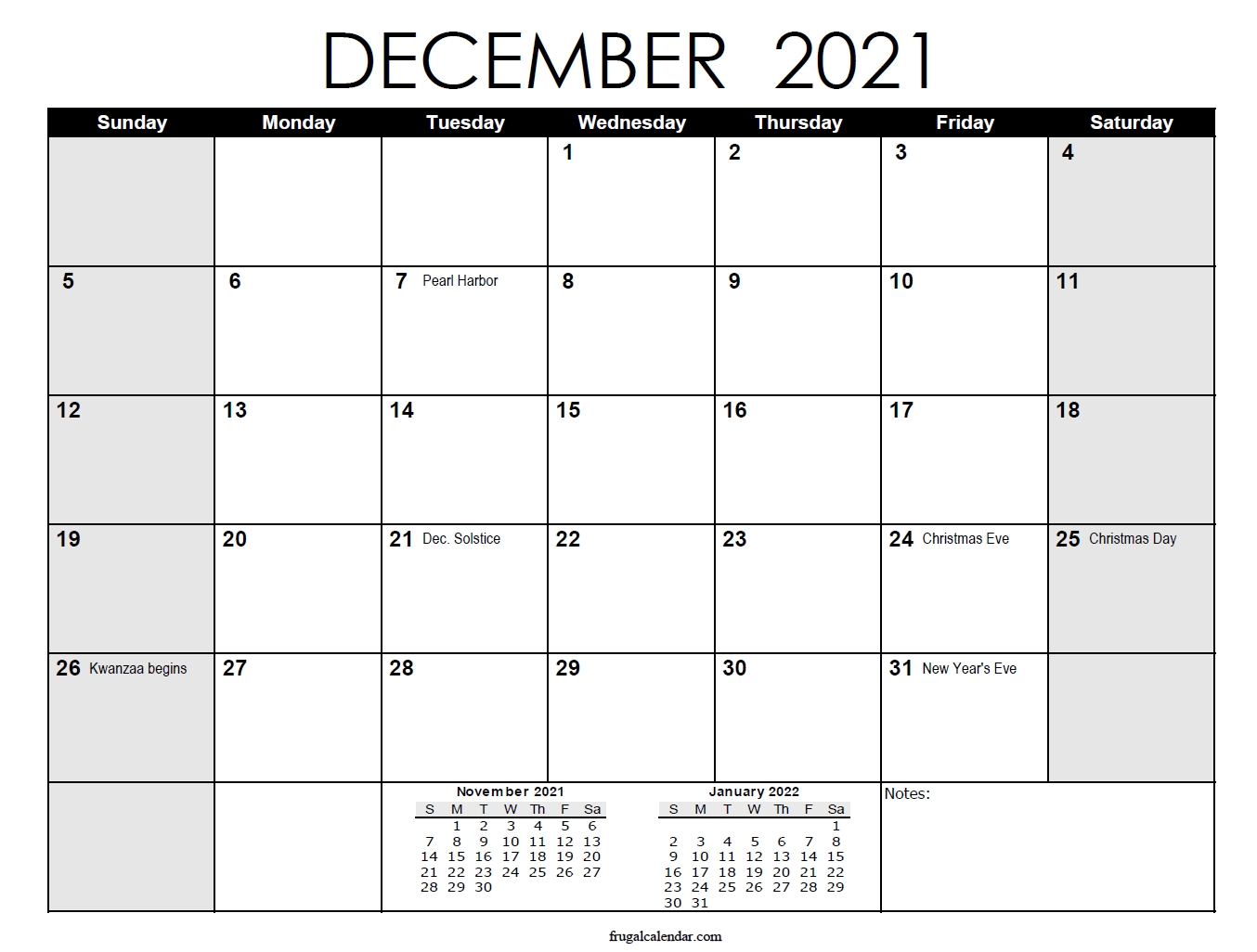December Calendar 2021 | 2021 Calendars Printable