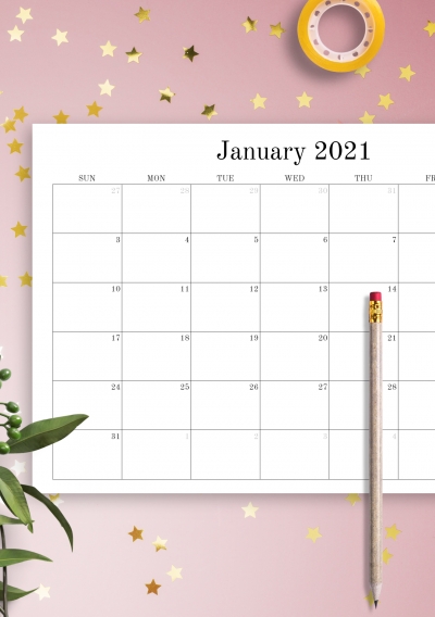 Download Printable Blank Monthly Calendar Pdf