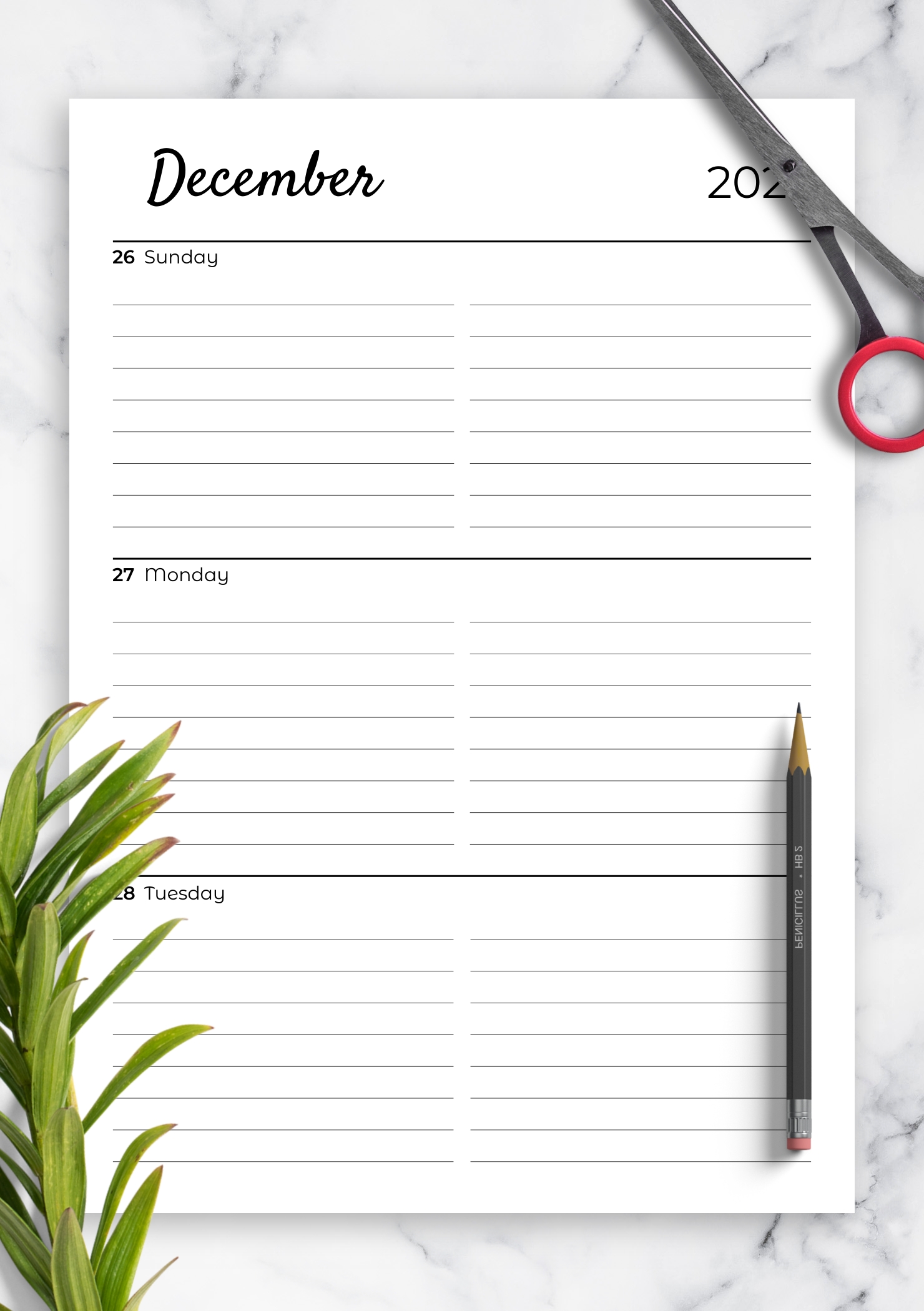 Download Printable Lined Weekly Planner With Calendar Pdf