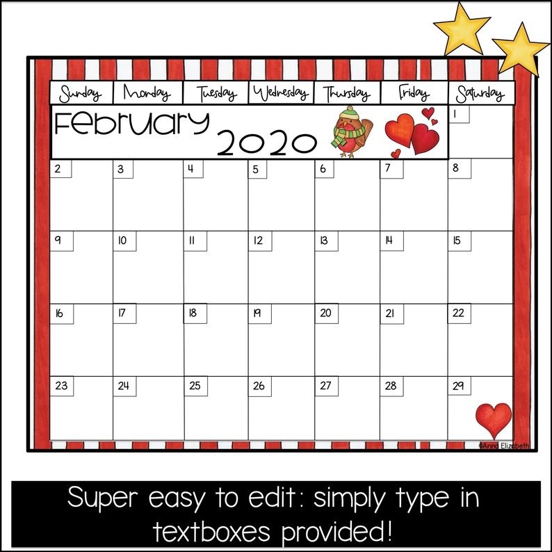 Editable Calendar 2020-2021 | Etsy