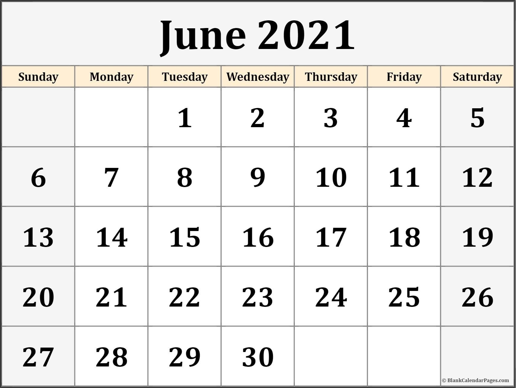 Editable June 2021 Calendar - Calendar 2020