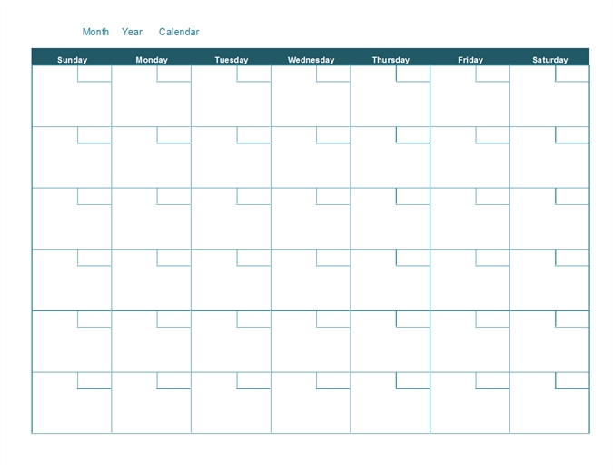 Editable Monthly Calendar