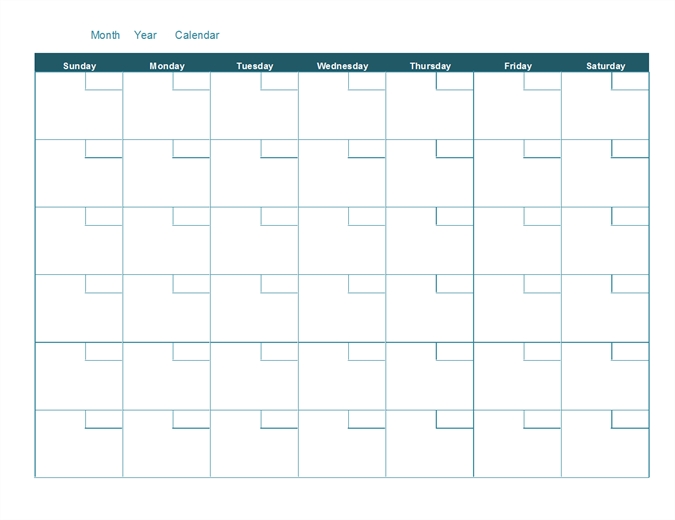 Printable Editable Monthly Calendar Template