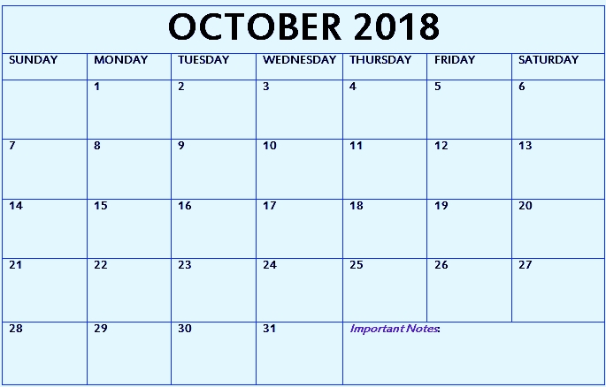 Editable October Calendar 2018 Printable With Holidays