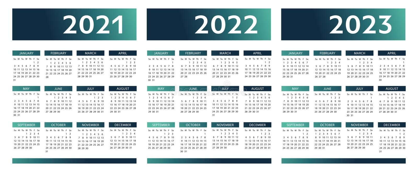 Engels Kalender 2019-2020-2021 Vectormalplaatje Vector