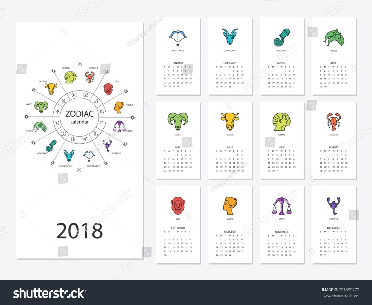 English Calendar Zodiac Signs | Ten Free Printable