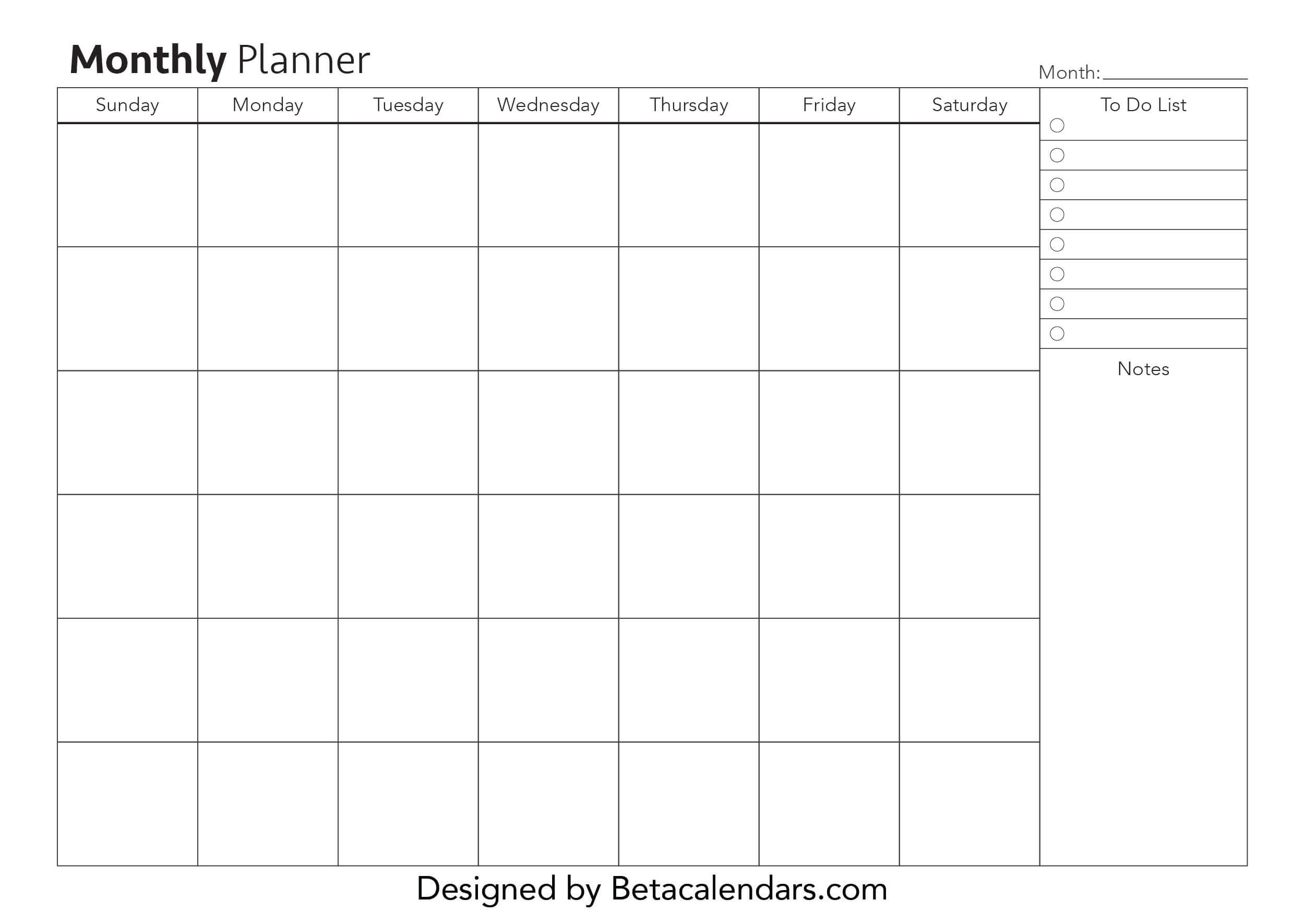 Exceptional Month At A Glance Blank Template • Printable
