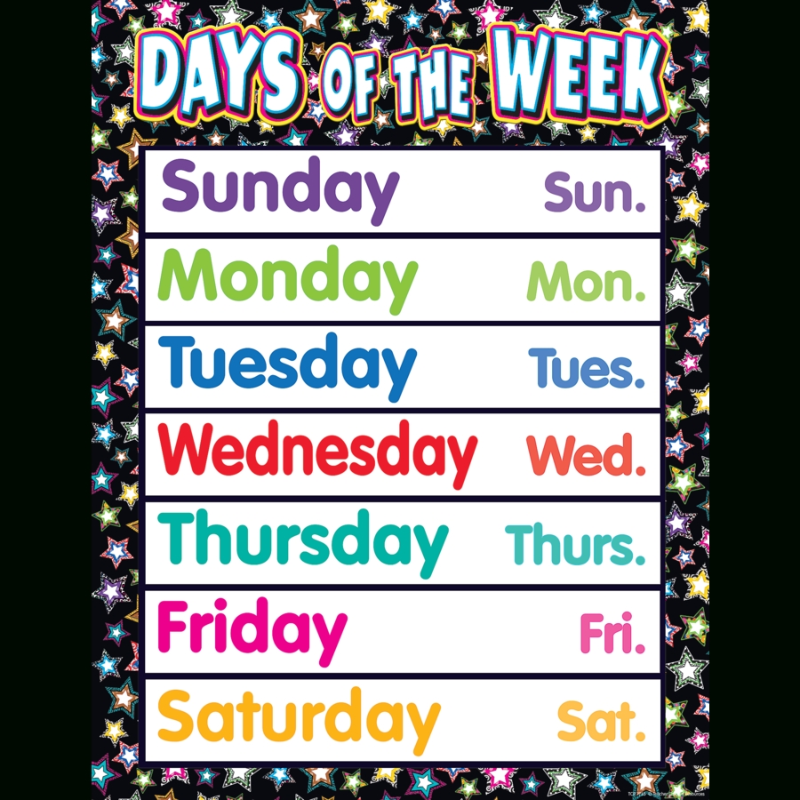 Fancy Stars Days Of The Week Chart - Tcr7755 | Teacher