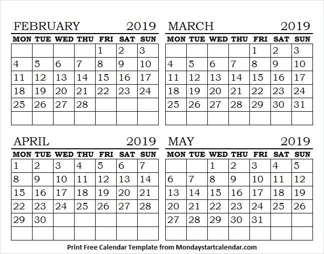 Feb To May 2019 Calendar | 2019 Calendar, School Holiday