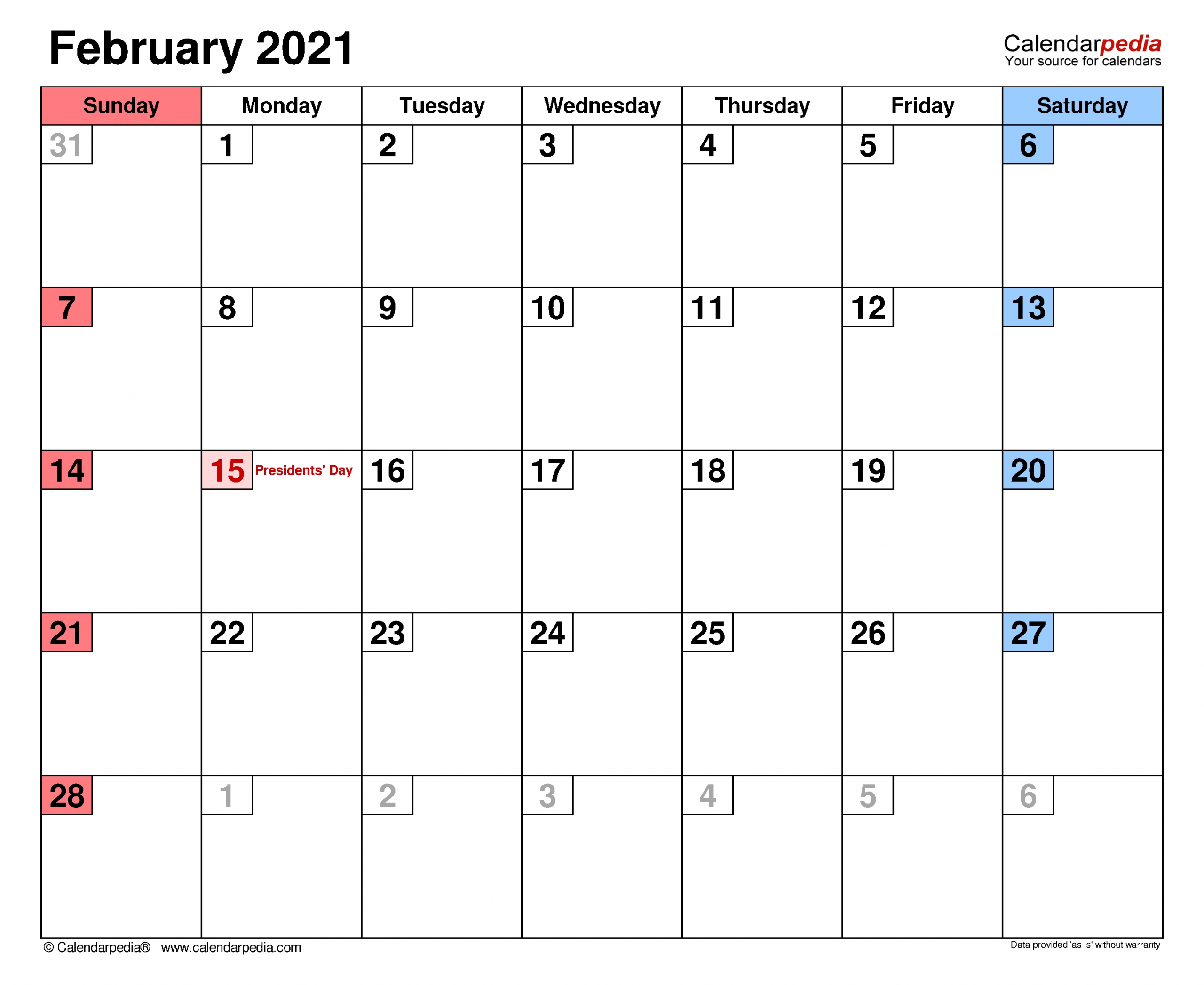 February 2021 Calendar | Templates For Word, Excel And Pdf