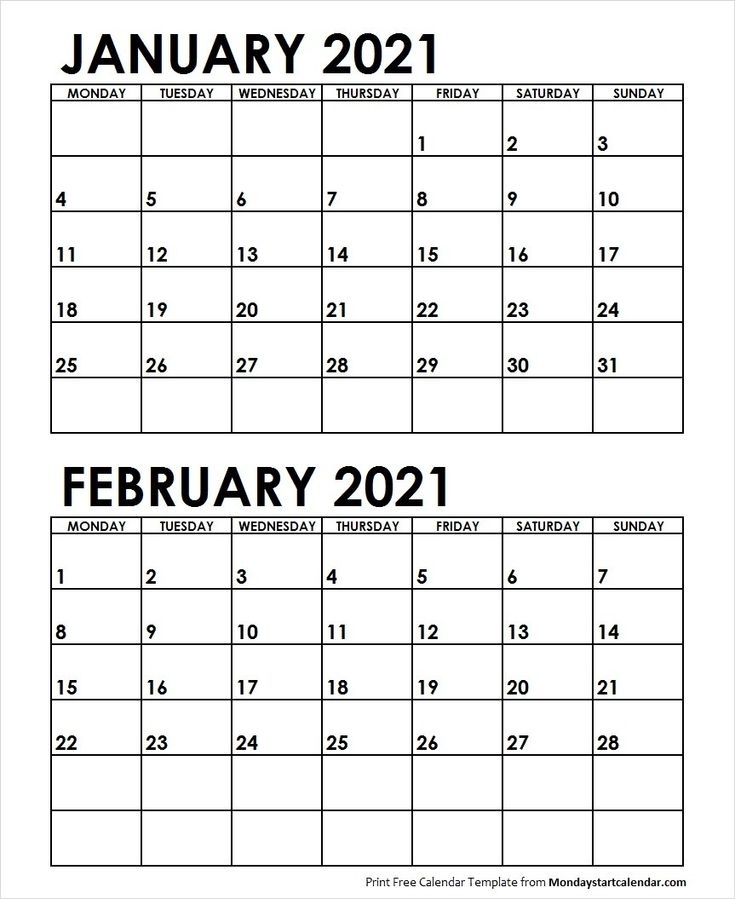 February Calendar 2021 Monday Start | February Calendar