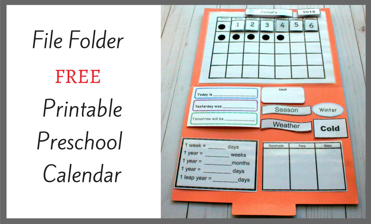 File Folder Free Printable Preschool Calendar | Preschool