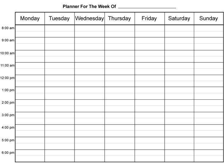 Fill In Printable Weekly Calendar Sheets - Google Search