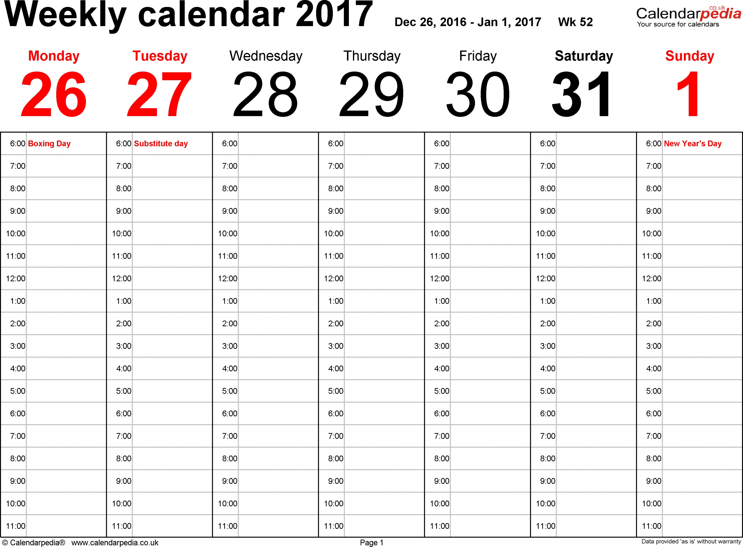 Fillable 1 Week Calendar | Calendar Printables Free Templates