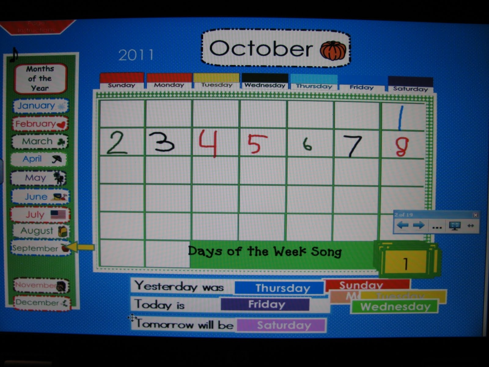 starfall calendar recylcing