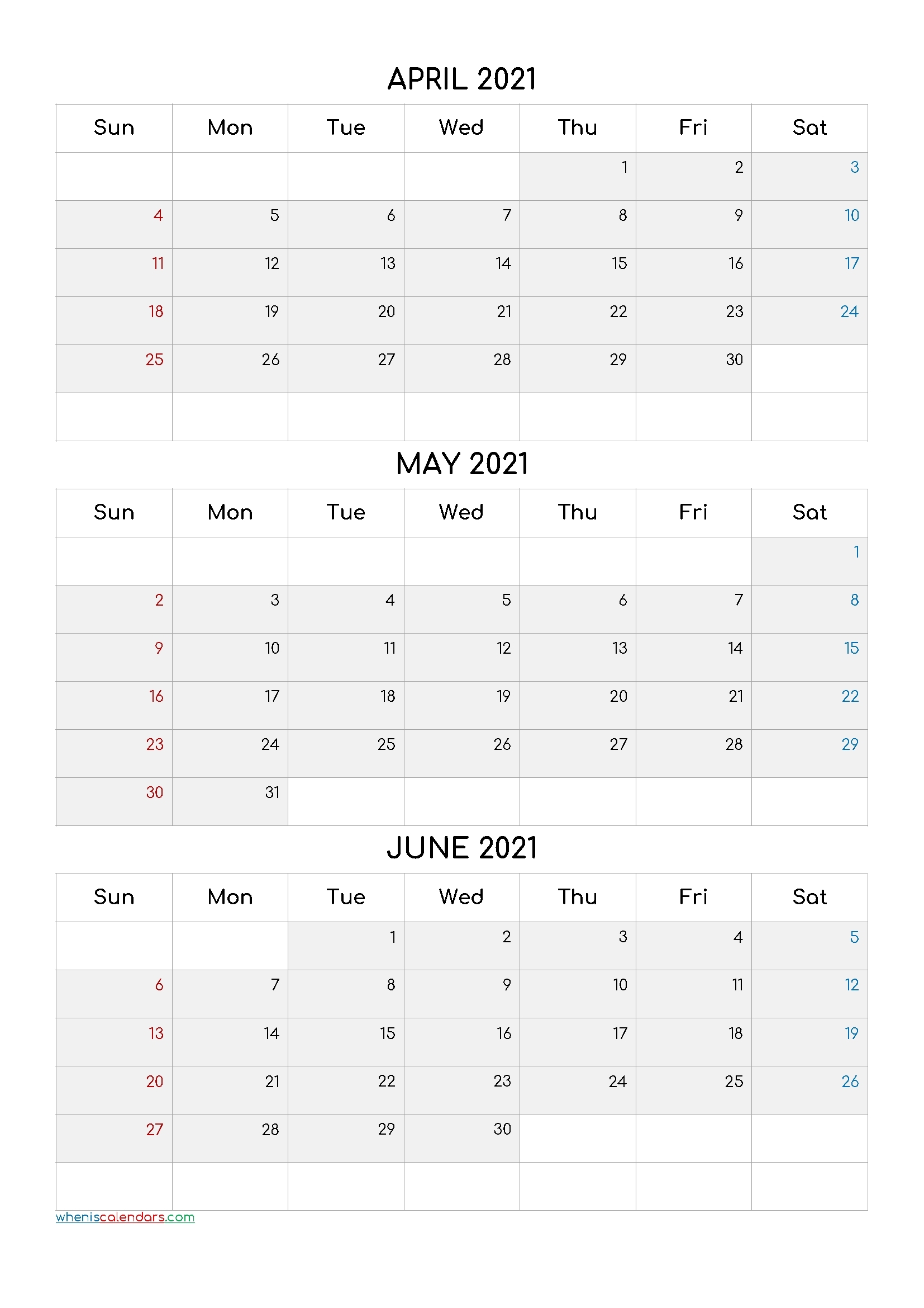 First Quarter Months 2021 | Month Calendar Printable