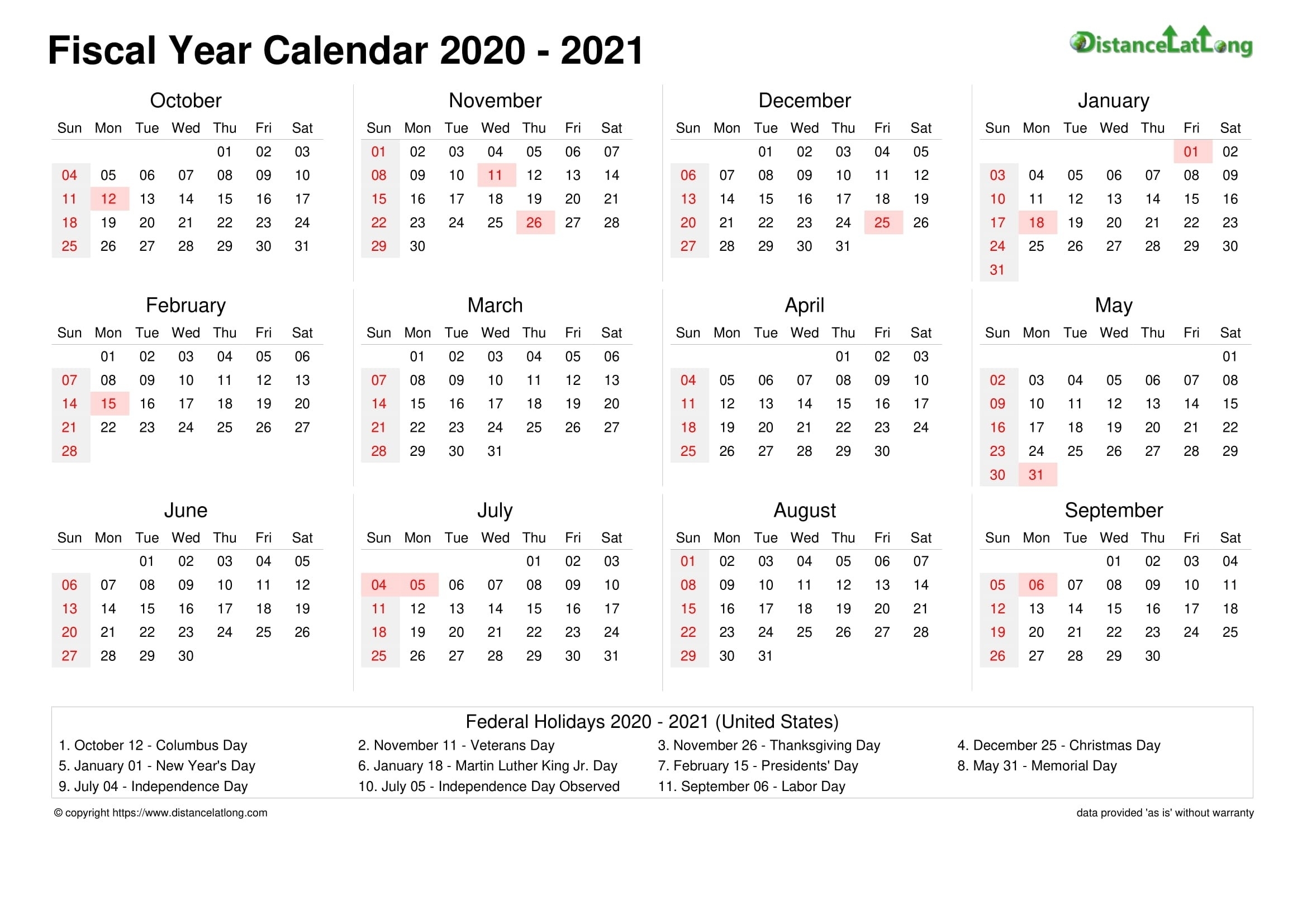 Fiscal Year 2021 Australia Calendar - Template Calendar Design