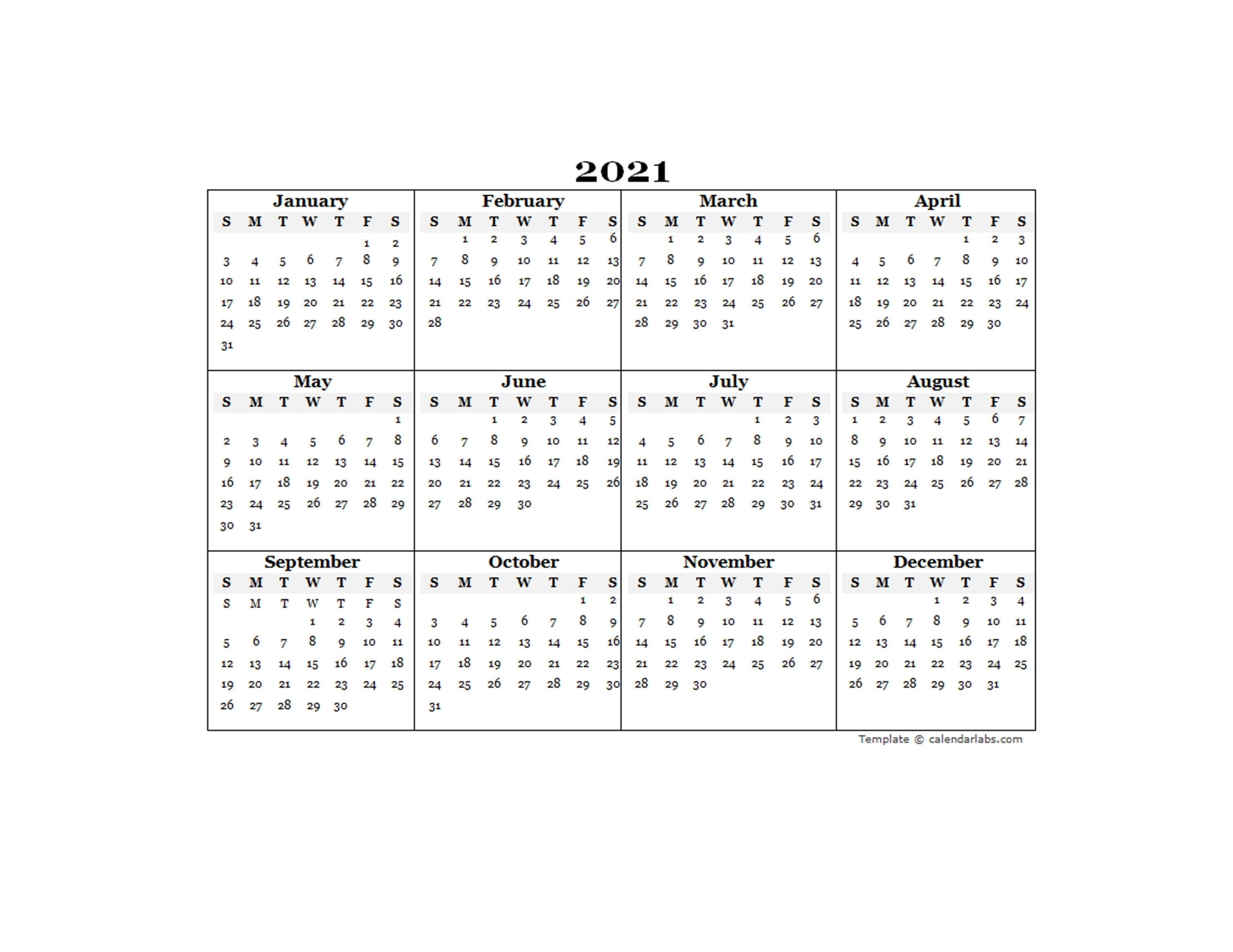 Fiscal Year 2021 Calendar Excel