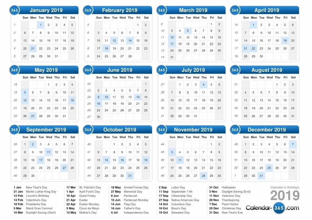 Five Year Calendar View - Calendar Template 2020