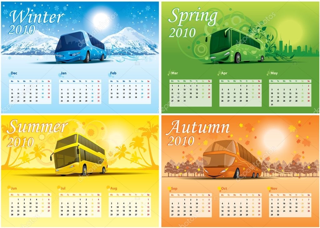 Four-Season Calendar 2010 — Stock Vector © Dohtoor #1257955