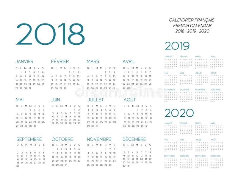 Französischer Kalenderillustrationsvektor 2015-2016 Stock