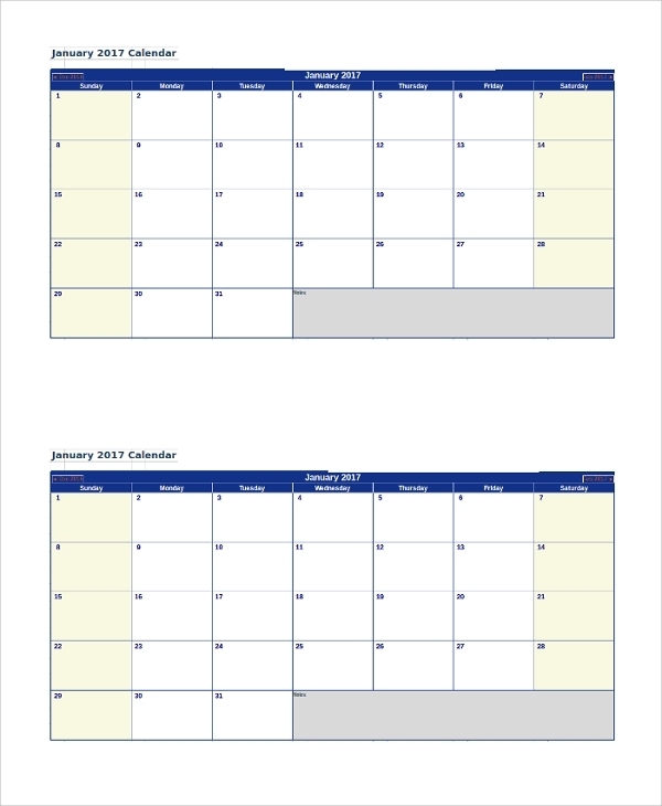 Free 13+ Printable Monthly Calendar Samples In Pdf | Ms