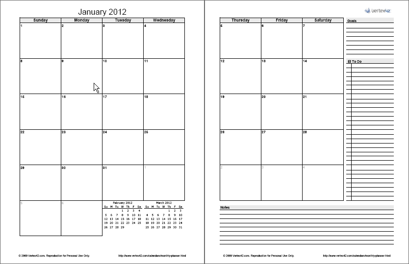 Free 2-Page Monthly Downloadable Planner This Version Of
