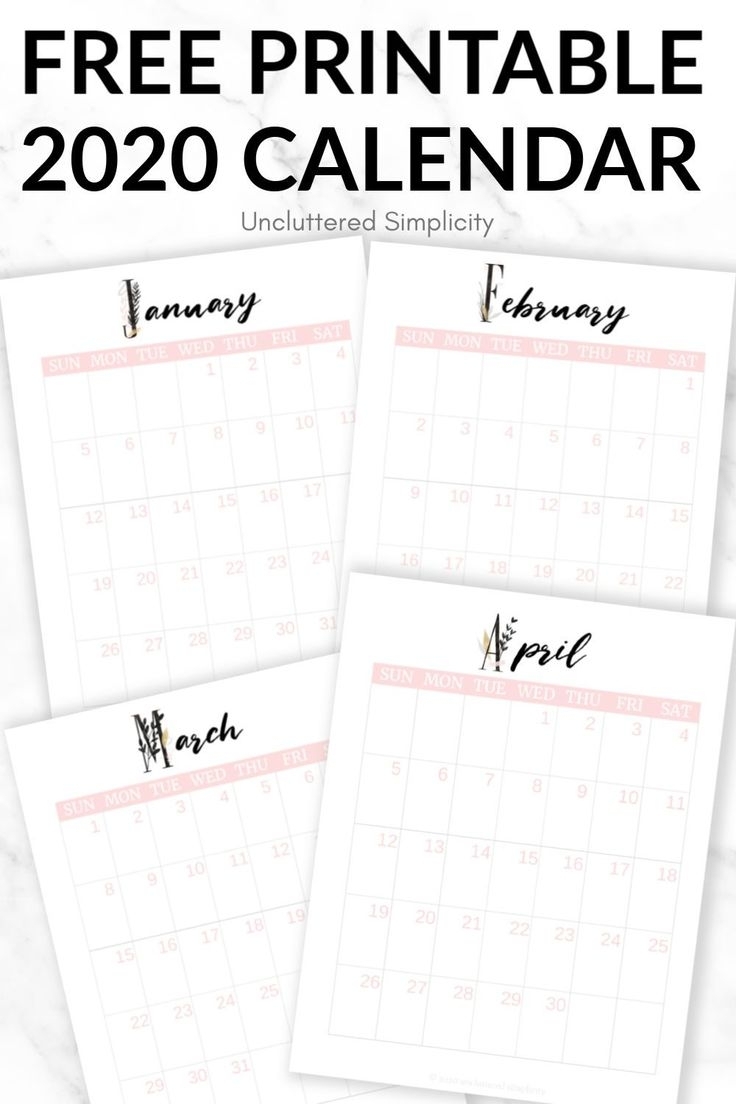 Free 2020 Printable Calendar To Help You Organize Your