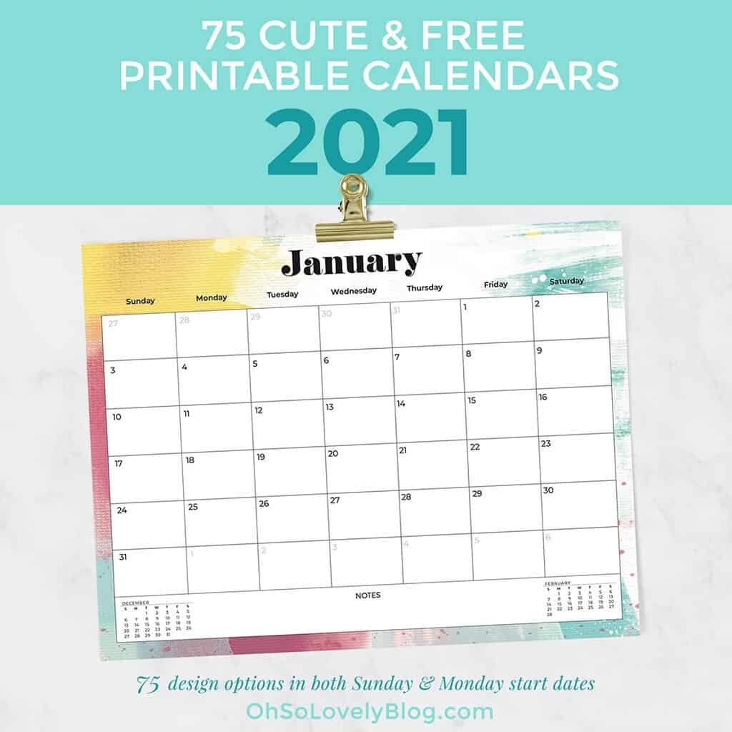 Free 2021 Calendars — 75 Beautiful Designs To Choose From!